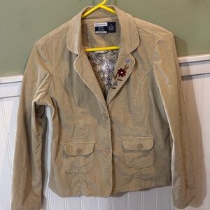 St. John's Bay Tan Women's Blazer with Floral Embroidery